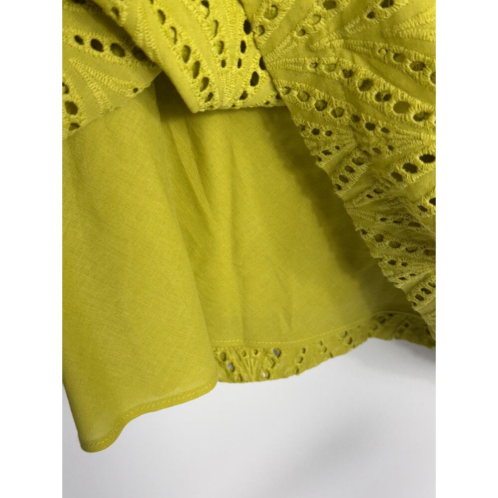 Natori lime wasabi green 100% cotton eyelet shirtdress lined relaxed fit, SzXL - Picture 9 of 15